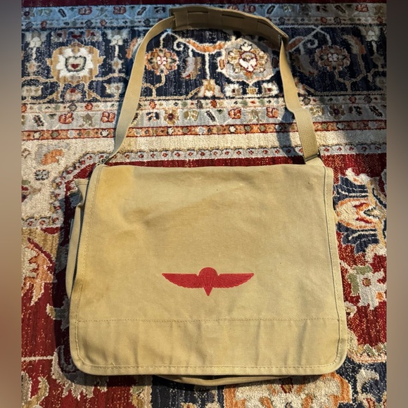 Vintage Banana Republic Paratrooper Messenger Bag Canvas Tan - Picture 1 of 8